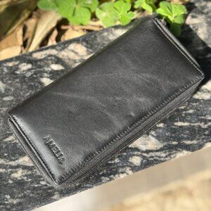 Genuine Leather Credit Card Checkbook Organizer Lady's Wallet with RFID Blocking